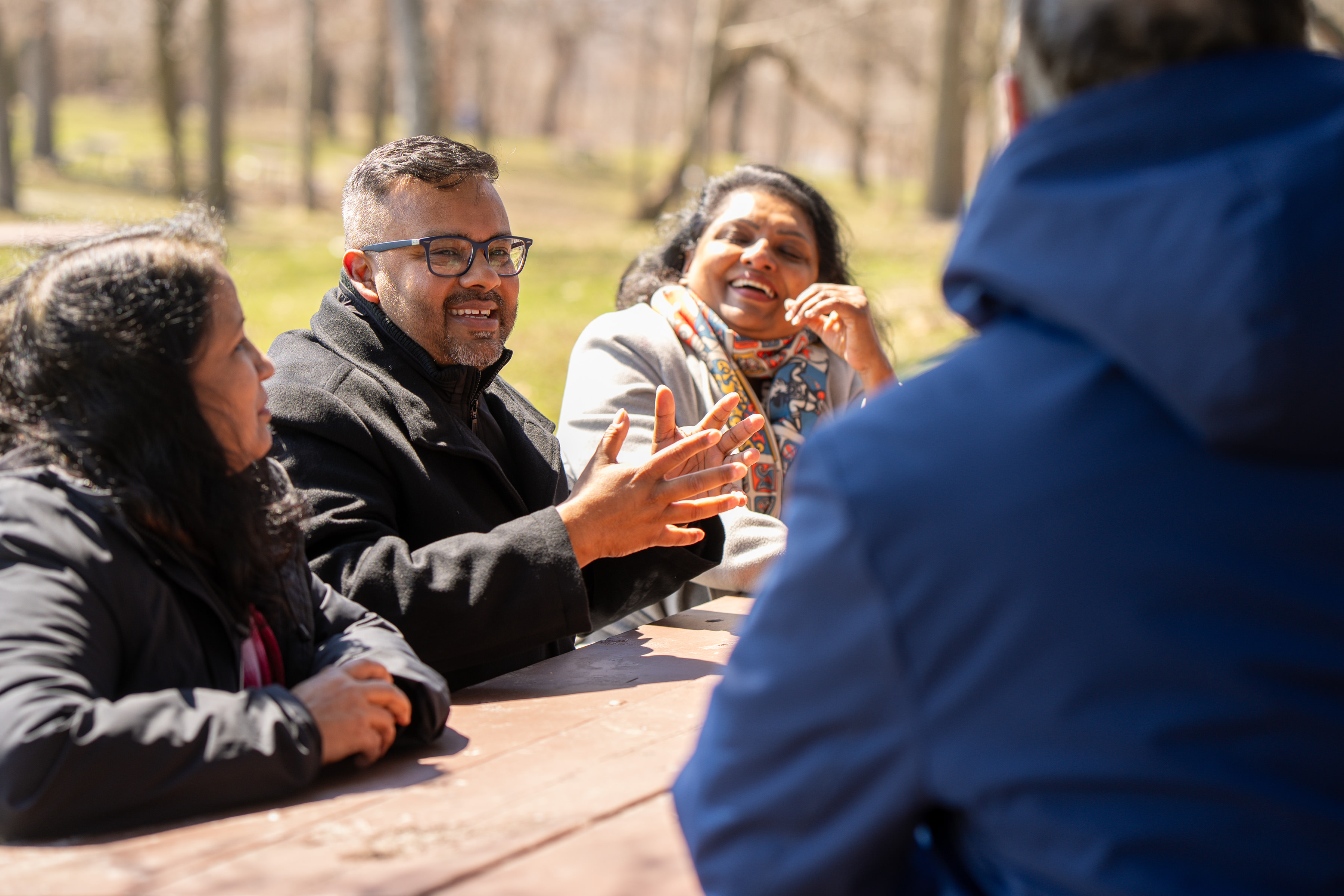 Sitting with voters in park
